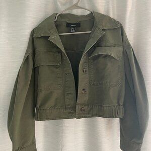 Forever 21 Cropped Olive Green Utility Jacket